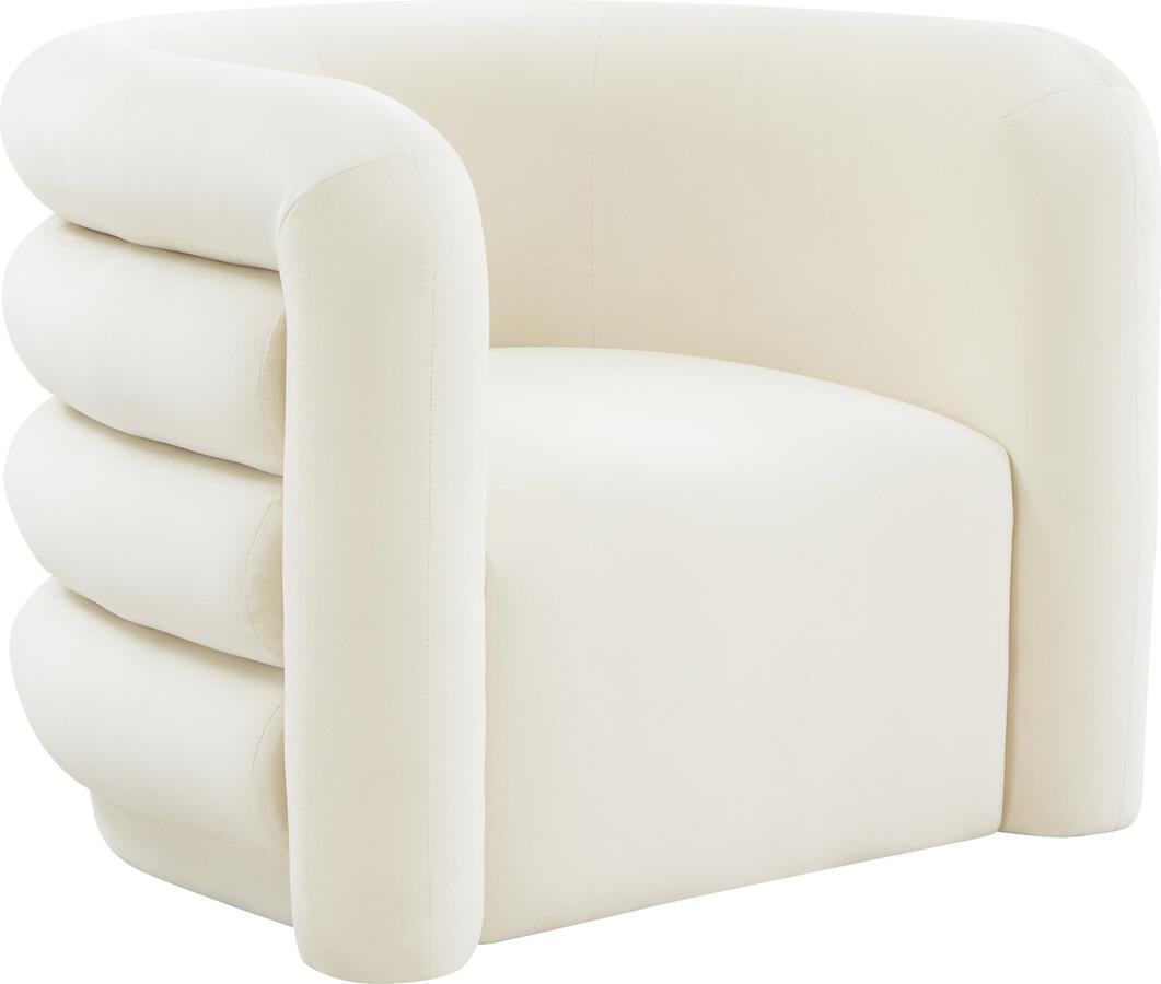 Tov Furniture Accent Chairs - Curves Cream Velvet Lounge Chair Cream