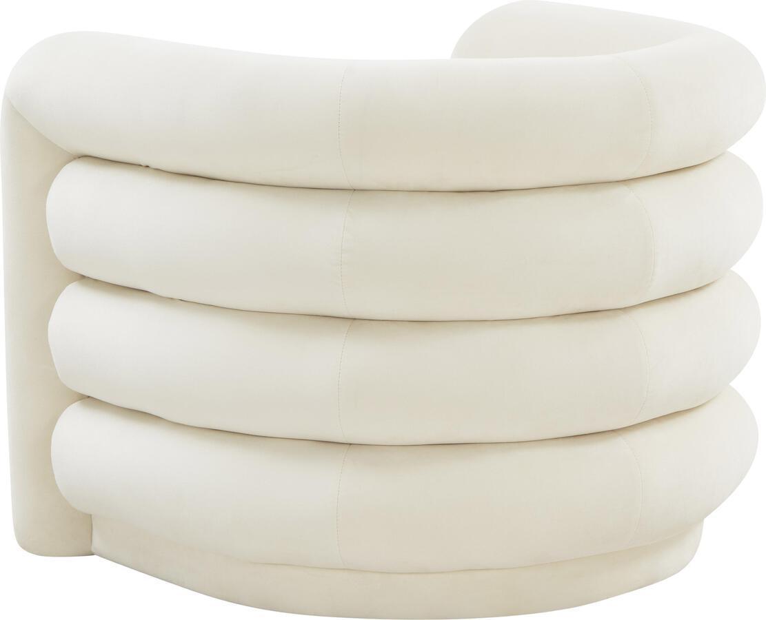 Tov Furniture Accent Chairs - Curves Cream Velvet Lounge Chair Cream