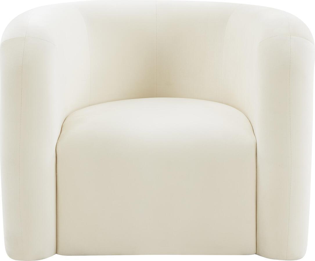 Tov Furniture Accent Chairs - Curves Cream Velvet Lounge Chair Cream