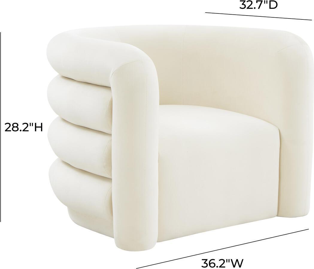 Tov Furniture Accent Chairs - Curves Cream Velvet Lounge Chair Cream