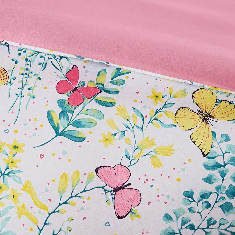 Olliix.com Comforters & Blankets - Cynthia Full Printed Butterfly Comforter Set Pink