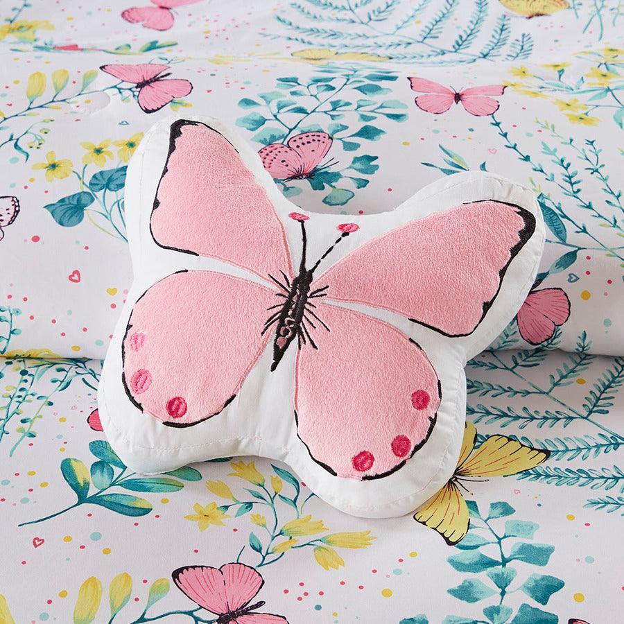 Olliix.com Comforters & Blankets - Cynthia Full Printed Butterfly Comforter Set Pink
