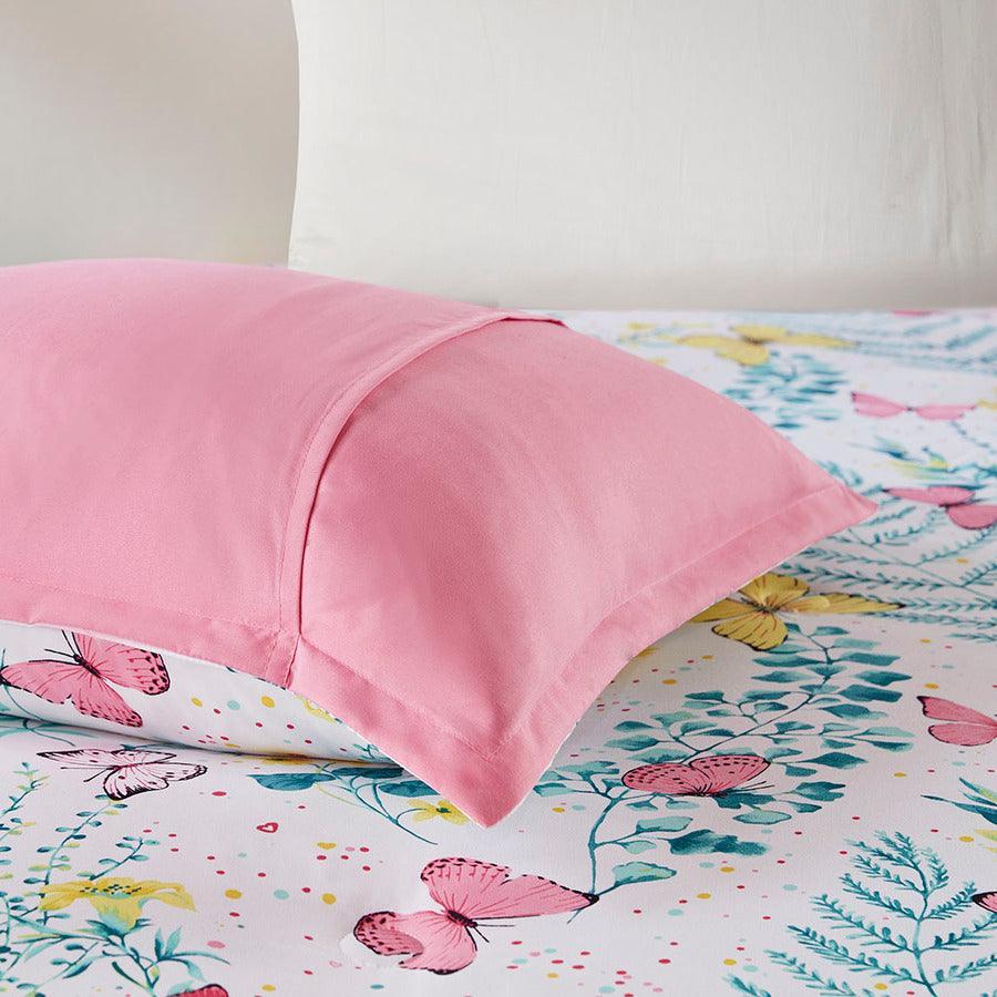 Olliix.com Comforters & Blankets - Cynthia Full Printed Butterfly Comforter Set Pink