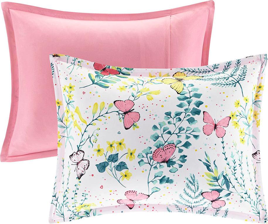 Olliix.com Comforters & Blankets - Cynthia Glam Printed Butterfly Comforter Set Pink Twin