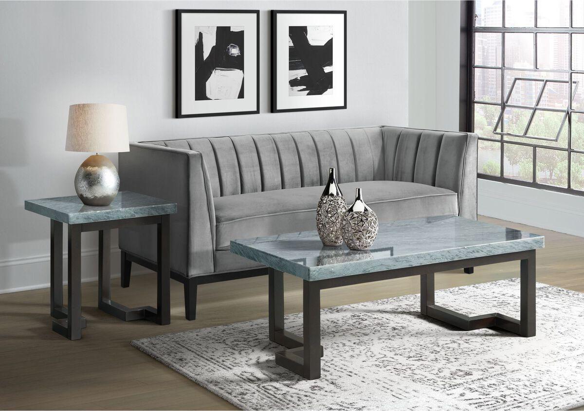 Elements Living Room Sets - Cypher 2PC Occasional Marble Table Set in Gray