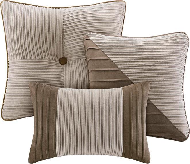 Olliix.com Comforters & Blankets - Dallas California King 7 Piece Transitional Comforter Set Taupe
