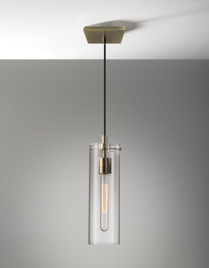 Adesso Ceiling Lights - Dalton Pendant Clear Glass Antique Brass