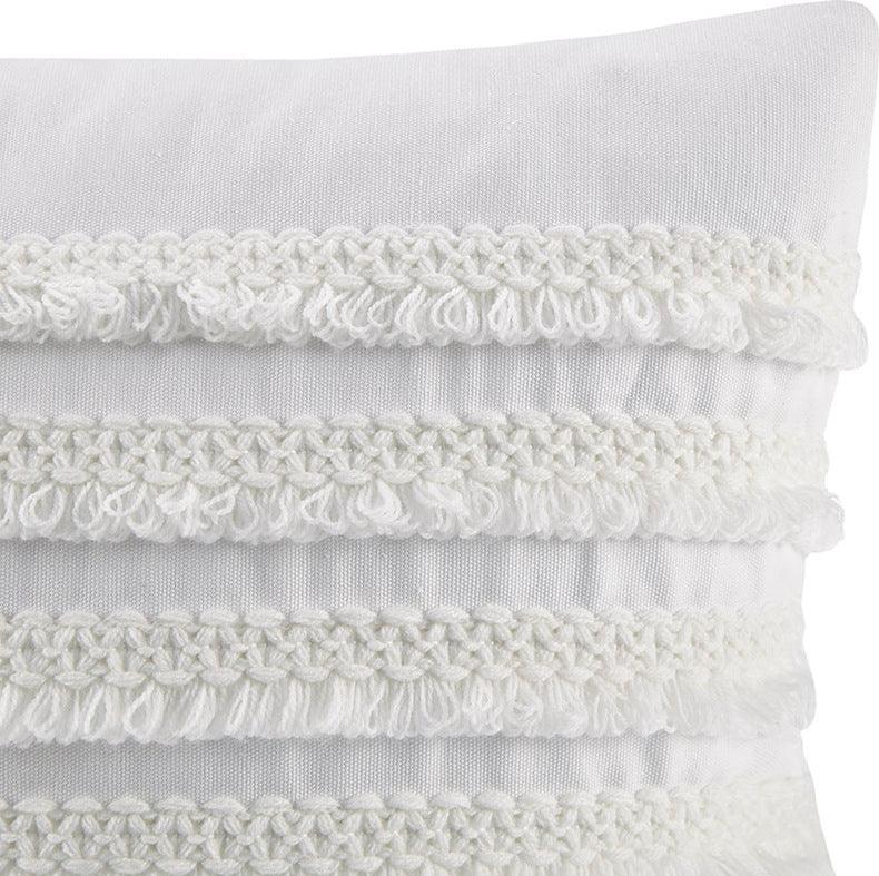 Olliix.com Pillows - Daria Global Inspired Cotton Oblong Pillow 12"W x 20"L Ivory