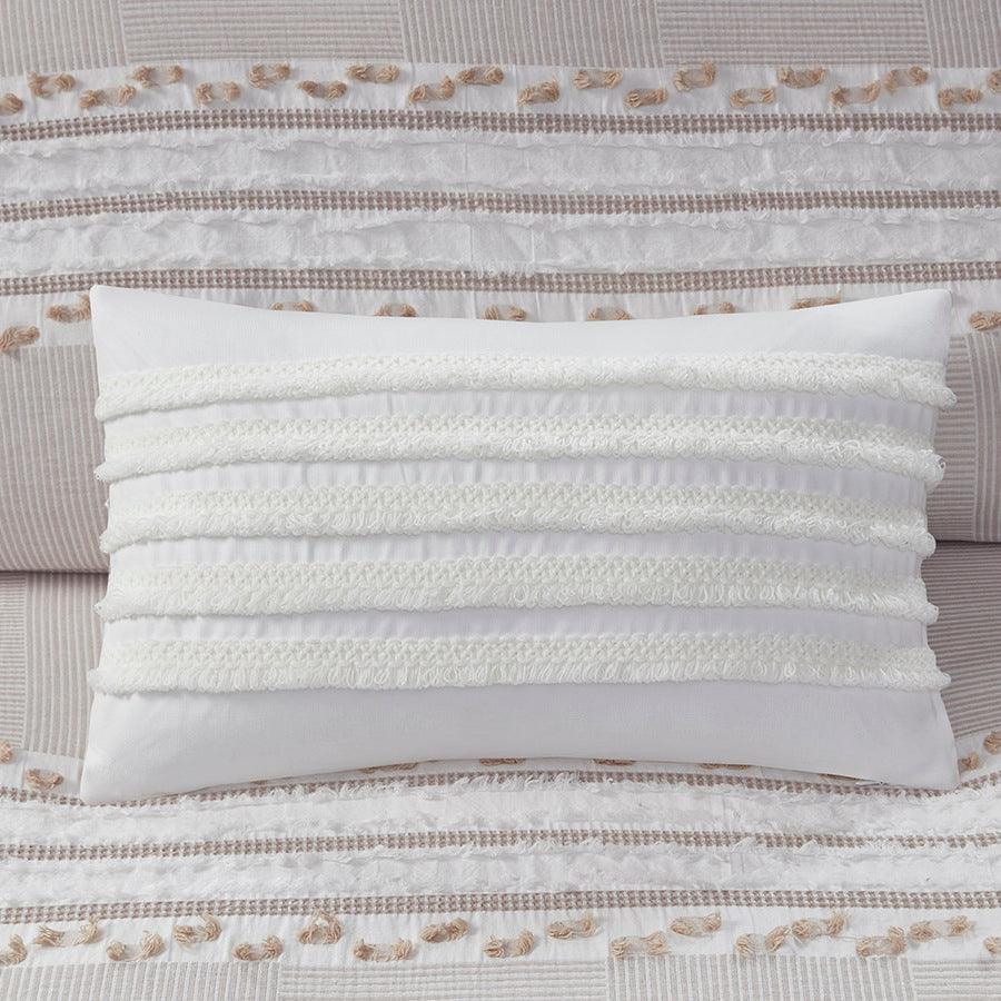 Olliix.com Pillows - Daria Global Inspired Cotton Oblong Pillow 12"W x 20"L Ivory