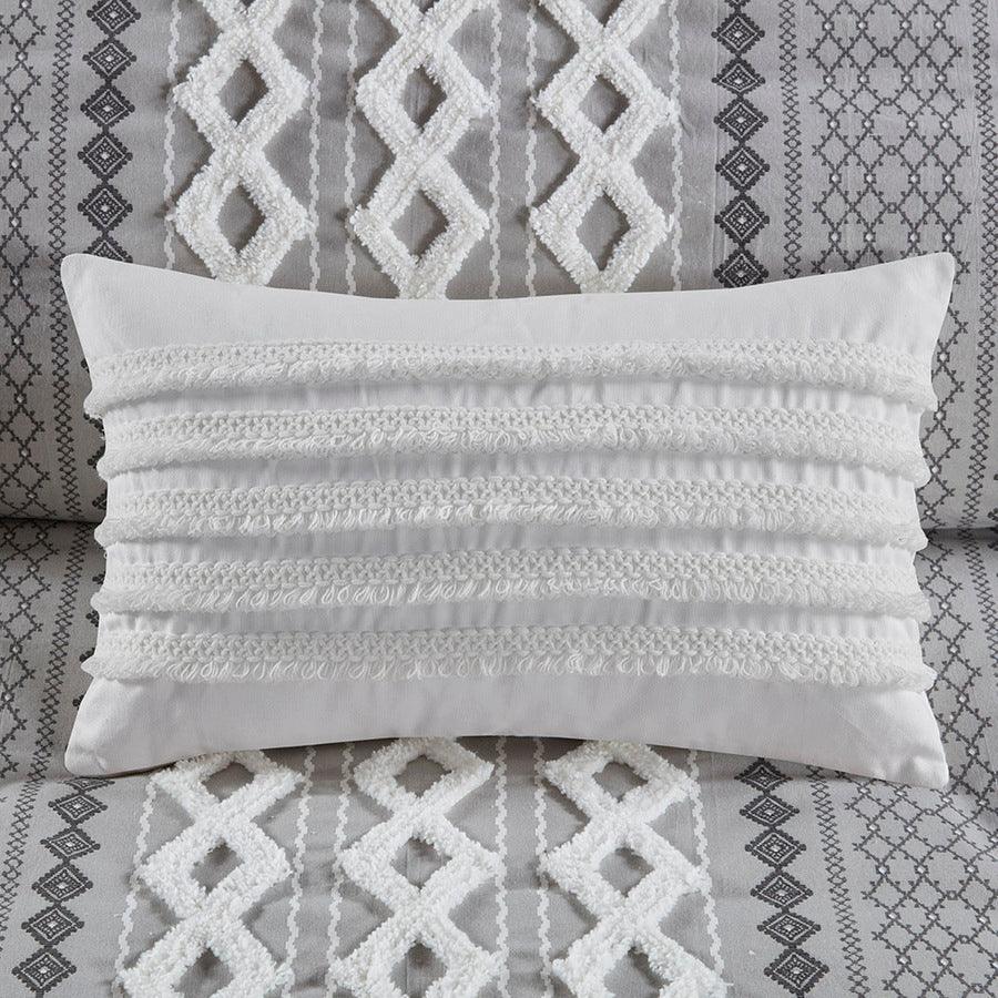 Olliix.com Pillows - Daria Global Inspired Cotton Oblong Pillow 12"W x 20"L Ivory