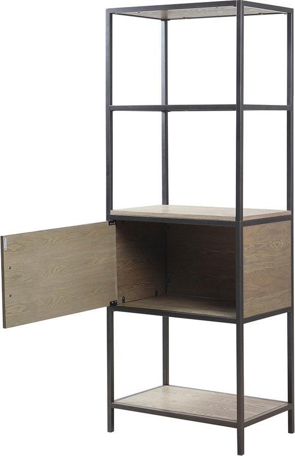 Olliix.com Bookcases & Display Units - Darley 3-Shelf Bookcase with Storage Cabinet Grey