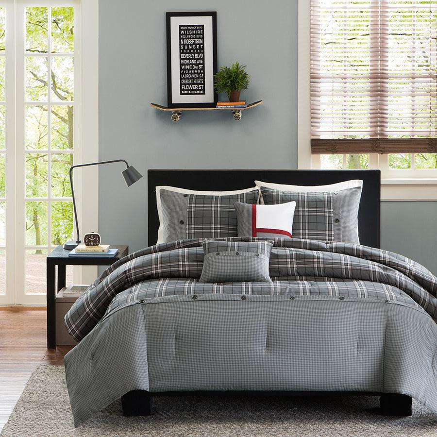 Olliix.com Comforters & Blankets - Daryl Transitional Comforter Set Gray Full/Queen