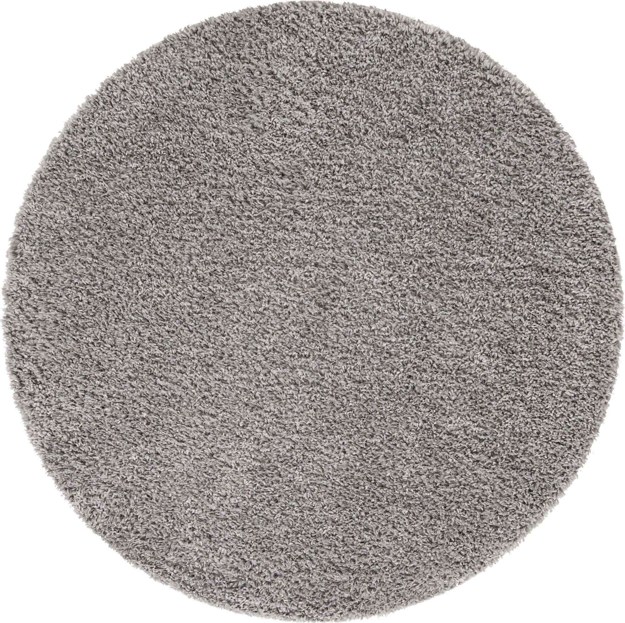 Unique Loom Indoor Rugs - Davos Shag 6 Ft Round Rug Sterling