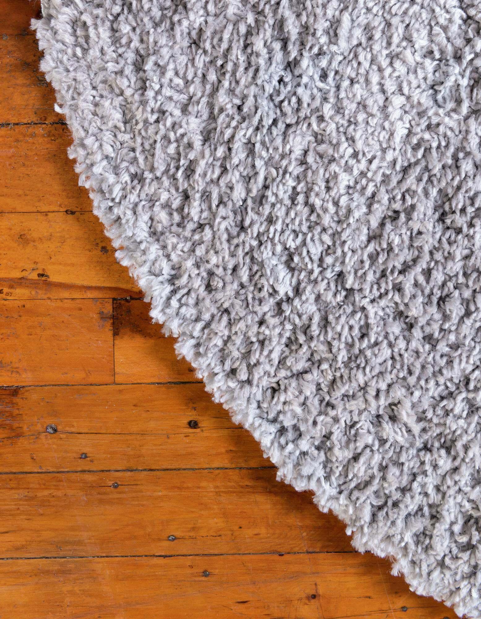 Unique Loom Indoor Rugs - Davos Shag 6 Ft Round Rug Sterling