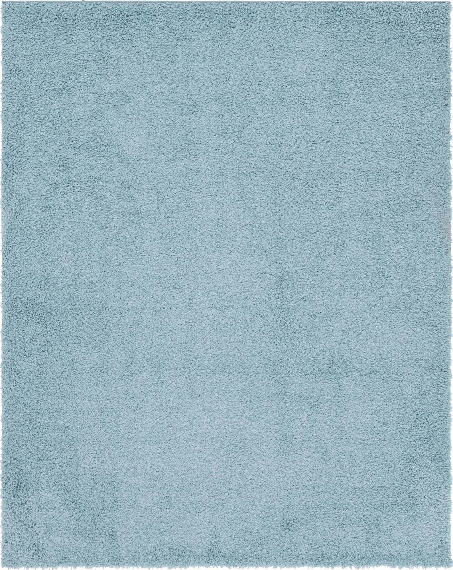 Unique Loom Indoor Rugs - Davos Shag Solid Rectangular 8x10 Rug Aqua