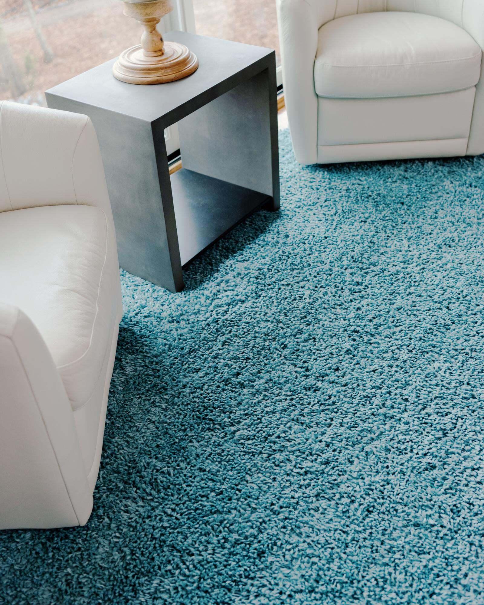 Unique Loom Indoor Rugs - Davos Shag Solid Rectangular 8x10 Rug Aqua