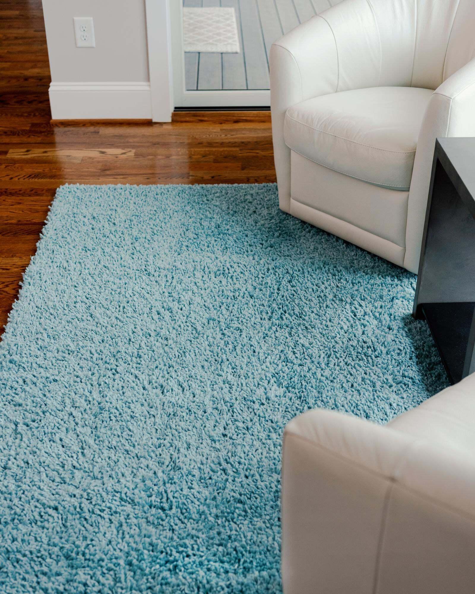 Unique Loom Indoor Rugs - Davos Shag Solid Rectangular 8x10 Rug Aqua