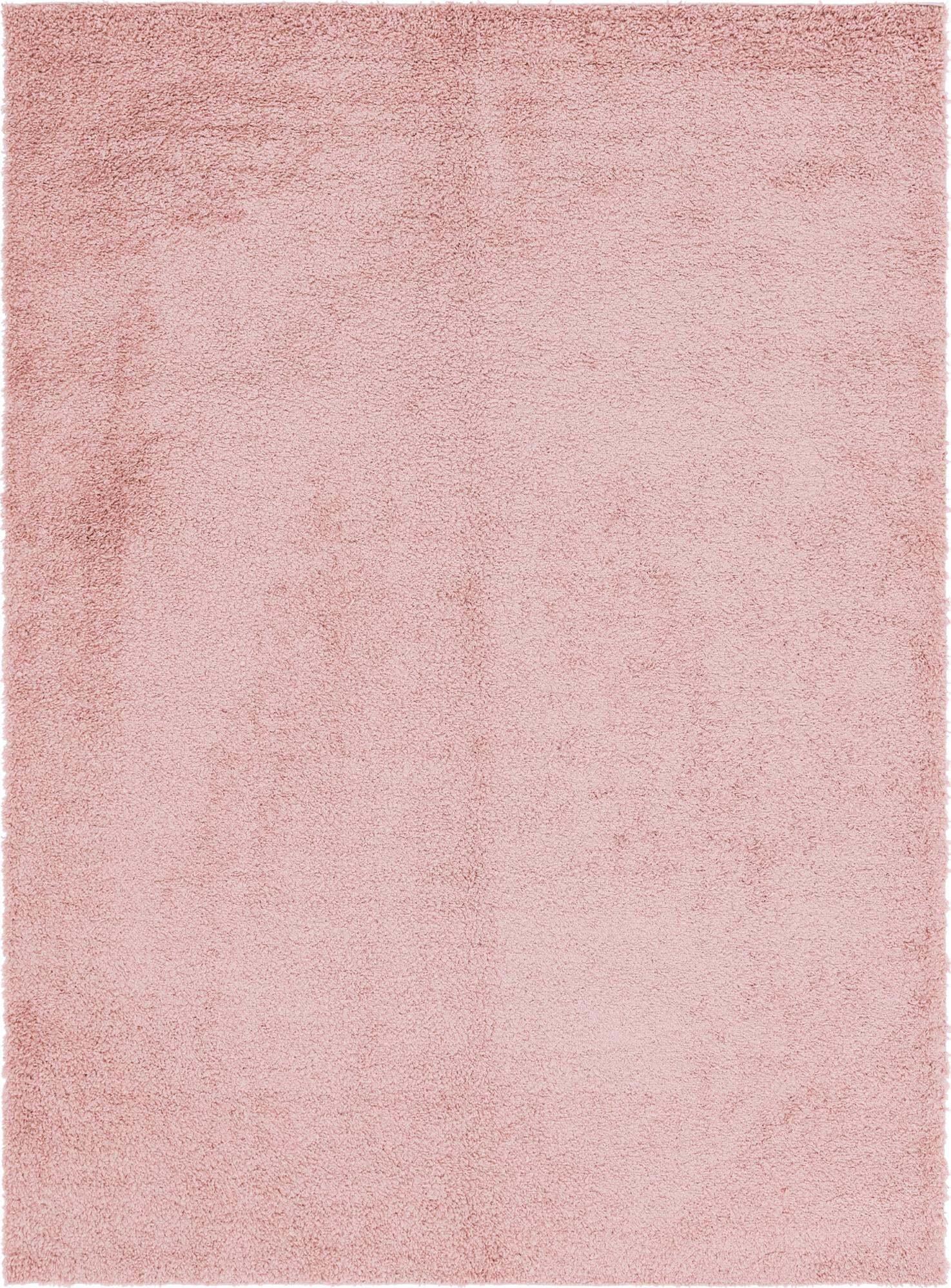 Unique Loom Indoor Rugs - Davos Shag Solid Rectangular 9x12 Rug Dusty Rose