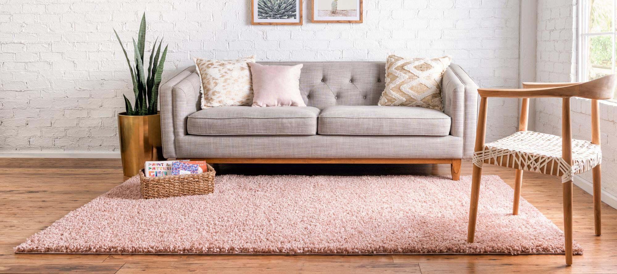 Unique Loom Indoor Rugs - Davos Shag Solid Rectangular 9x12 Rug Dusty Rose