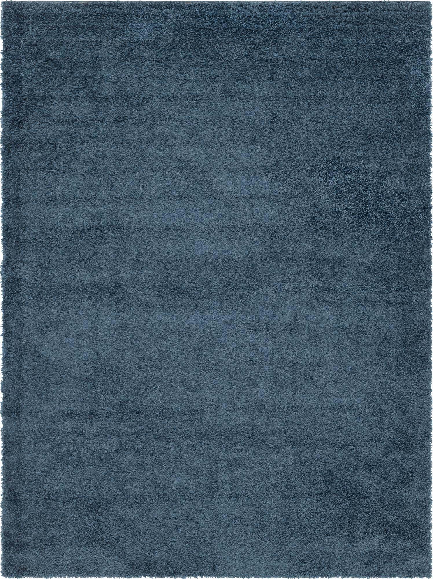 Unique Loom Indoor Rugs - Davos Shag Solid Rectangular 9x12 Rug Marine Blue