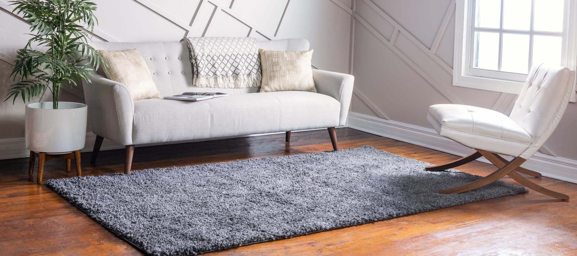 Unique Loom Indoor Rugs - Davos Shag Solid Rectangular 9x12 Rug Peppercorn