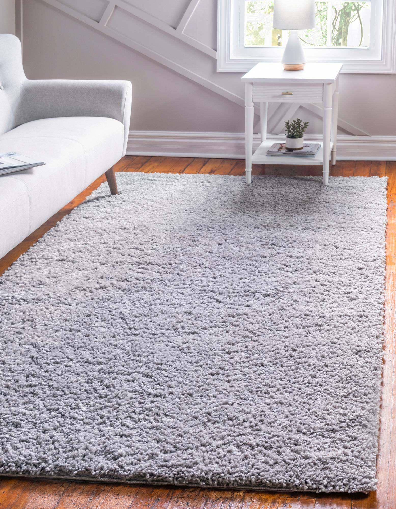 Unique Loom Indoor Rugs - Davos Shag Solid Rectangular 9x12 Rug Sterling
