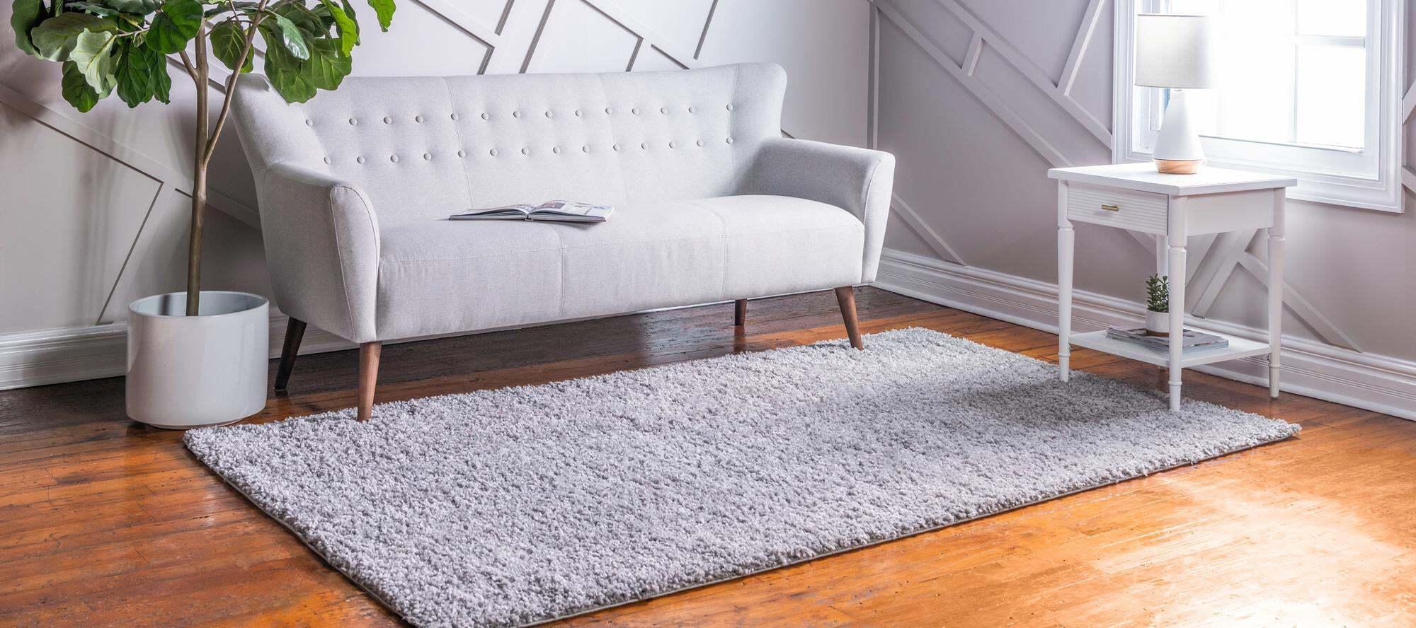 Unique Loom Indoor Rugs - Davos Shag Solid Rectangular 9x12 Rug Sterling