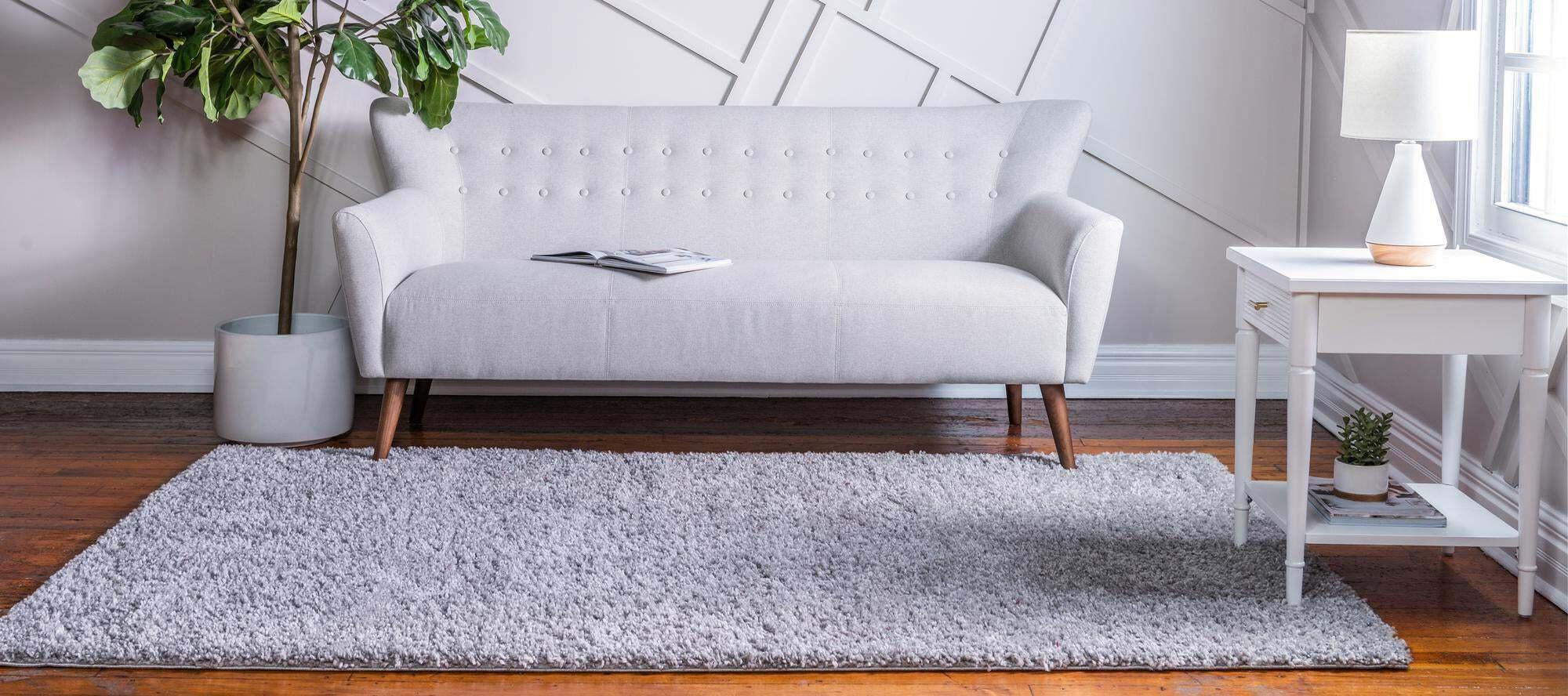Unique Loom Indoor Rugs - Davos Shag Solid Rectangular 9x12 Rug Sterling