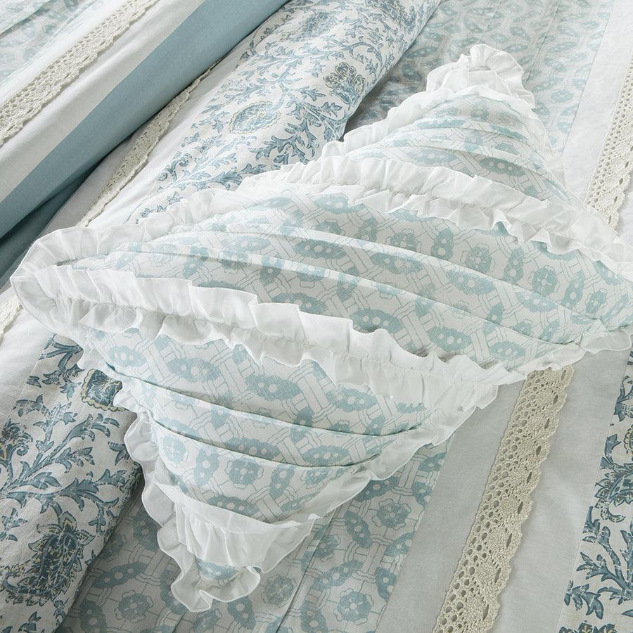 Olliix.com Comforters & Blankets - Dawn 9 Piece 36 " W Cotton Percale Comforter Set Blue King