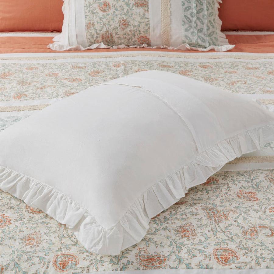 Olliix.com Comforters & Blankets - Dawn 9 Piece Cotton Percale Comforter Set Coral King