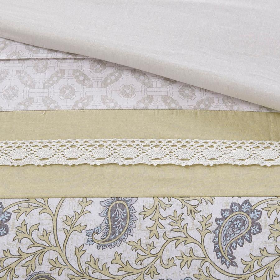 Olliix.com Comforters & Blankets - Dawn 9 Piece Cotton Percale Comforter Set Yellow King