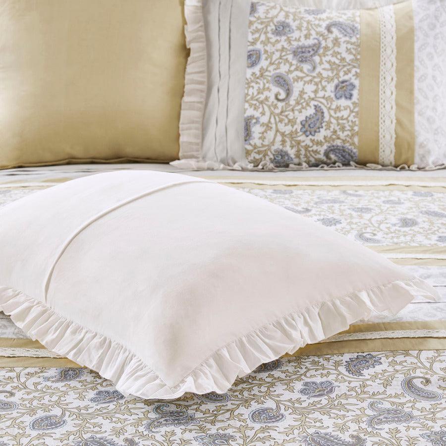 Olliix.com Comforters & Blankets - Dawn 9 Piece Cotton Percale Comforter Set Yellow King