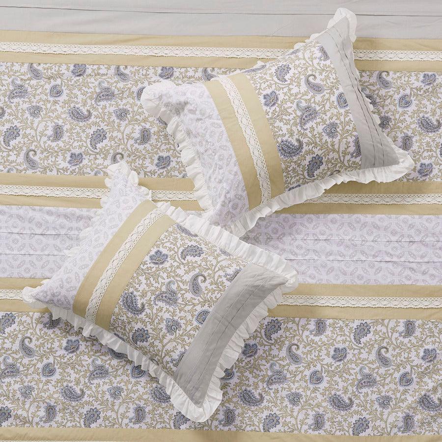 Olliix.com Comforters & Blankets - Dawn 9 Piece Cotton Percale Comforter Set Yellow King