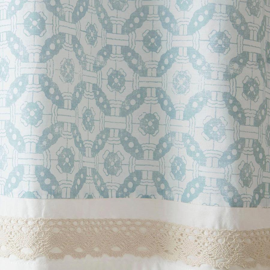 Olliix.com Curtains - Dawn Cottage Printed and Pieced Rod Pocket Valance 50x18" Blue