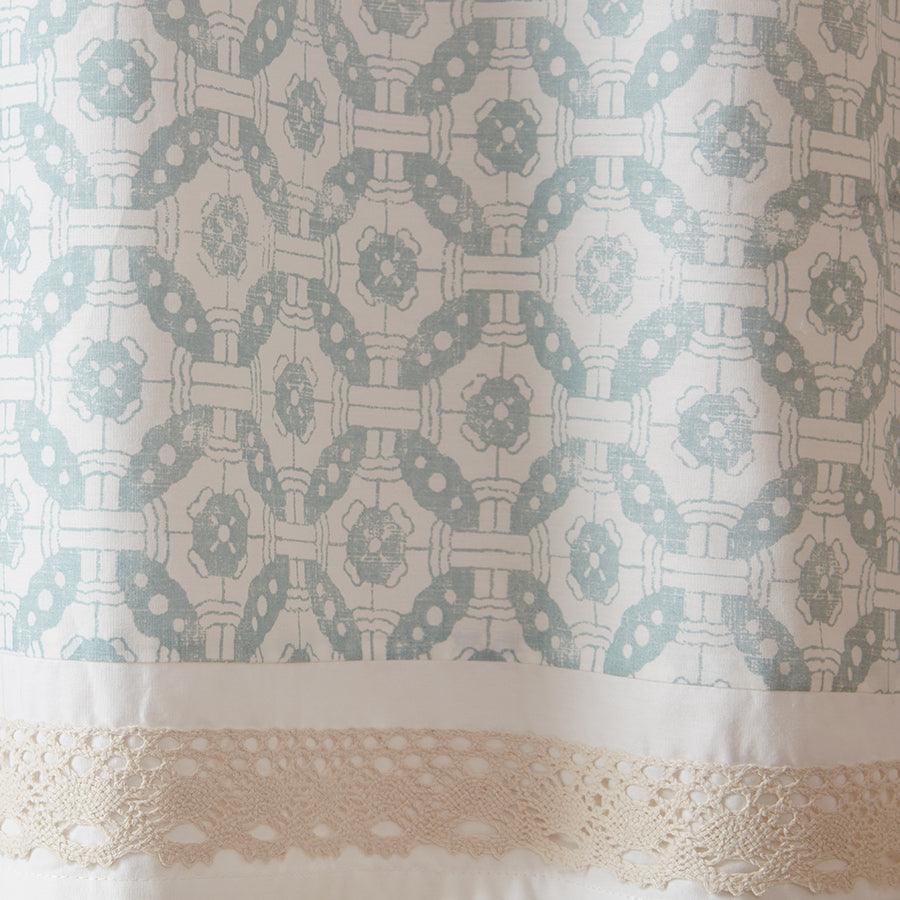 Olliix.com Curtains - Dawn Cottage Printed and Pieced Rod Pocket Valance 50x18" Blue