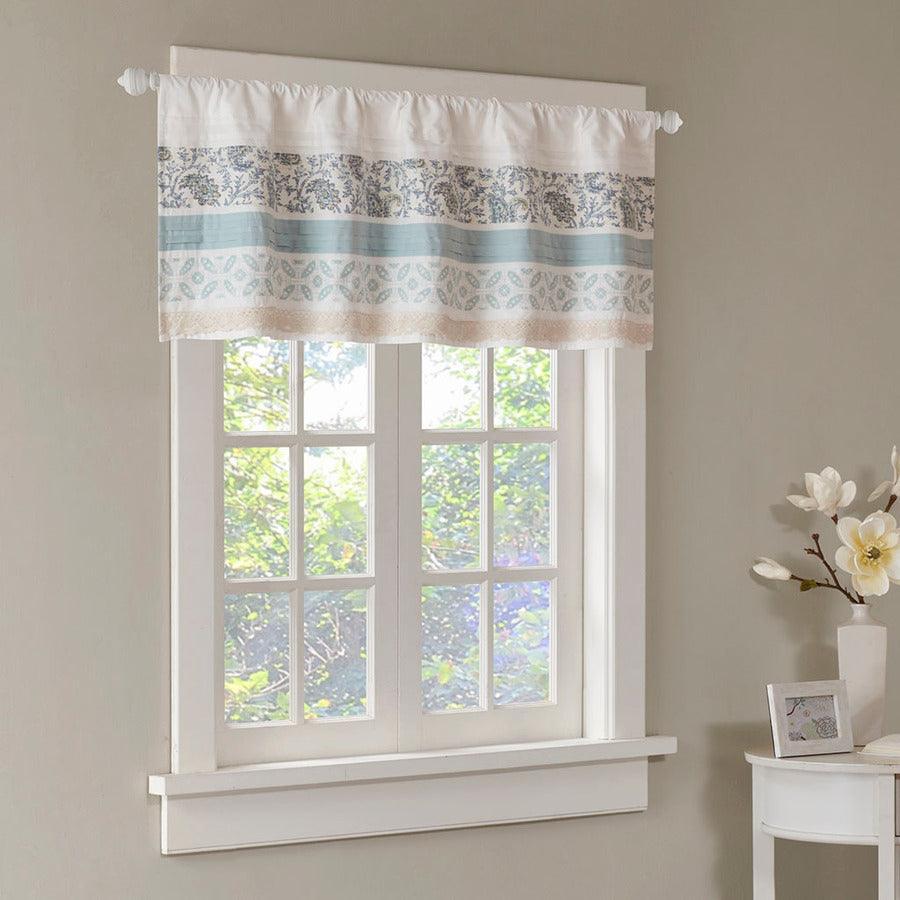 Olliix.com Curtains - Dawn Cottage Printed and Pieced Rod Pocket Valance 50x18" Blue