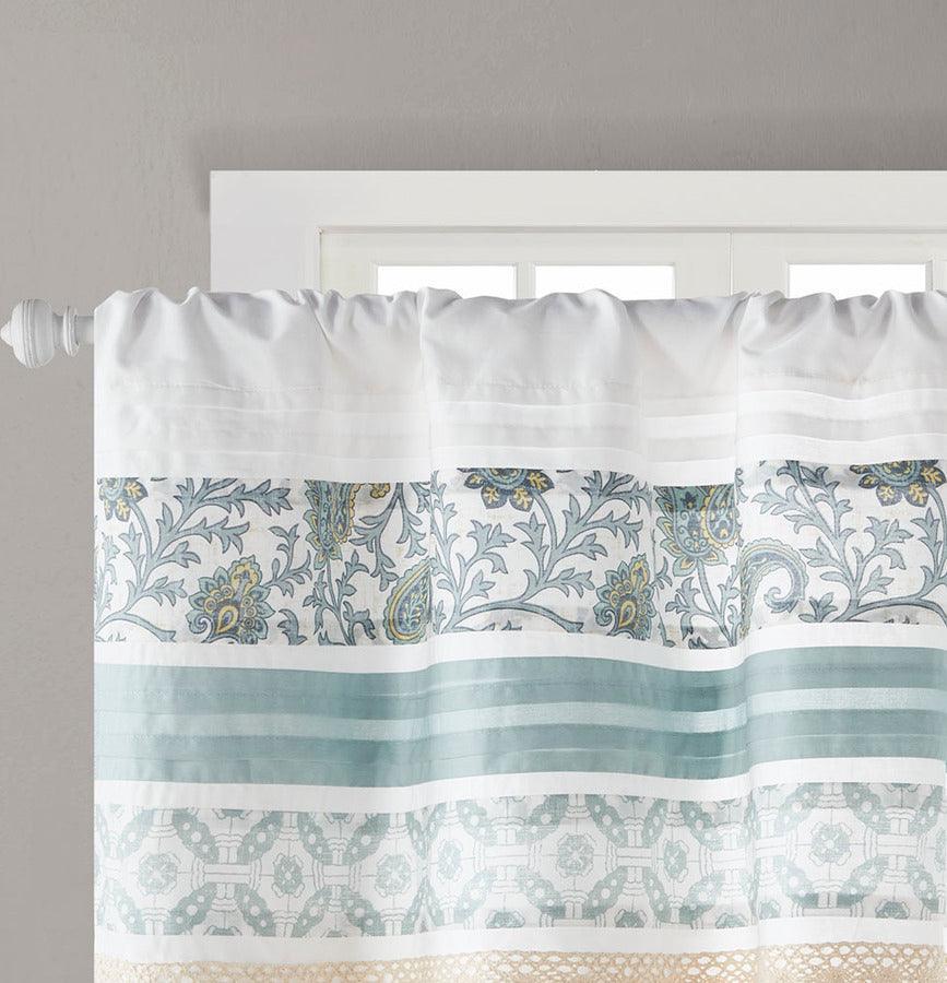 Olliix.com Curtains - Dawn Cottage Printed and Pieced Rod Pocket Valance 50x18" Blue