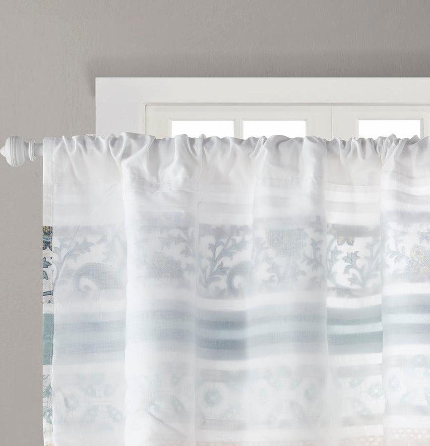 Olliix.com Curtains - Dawn Cottage Printed and Pieced Rod Pocket Valance 50x18" Blue