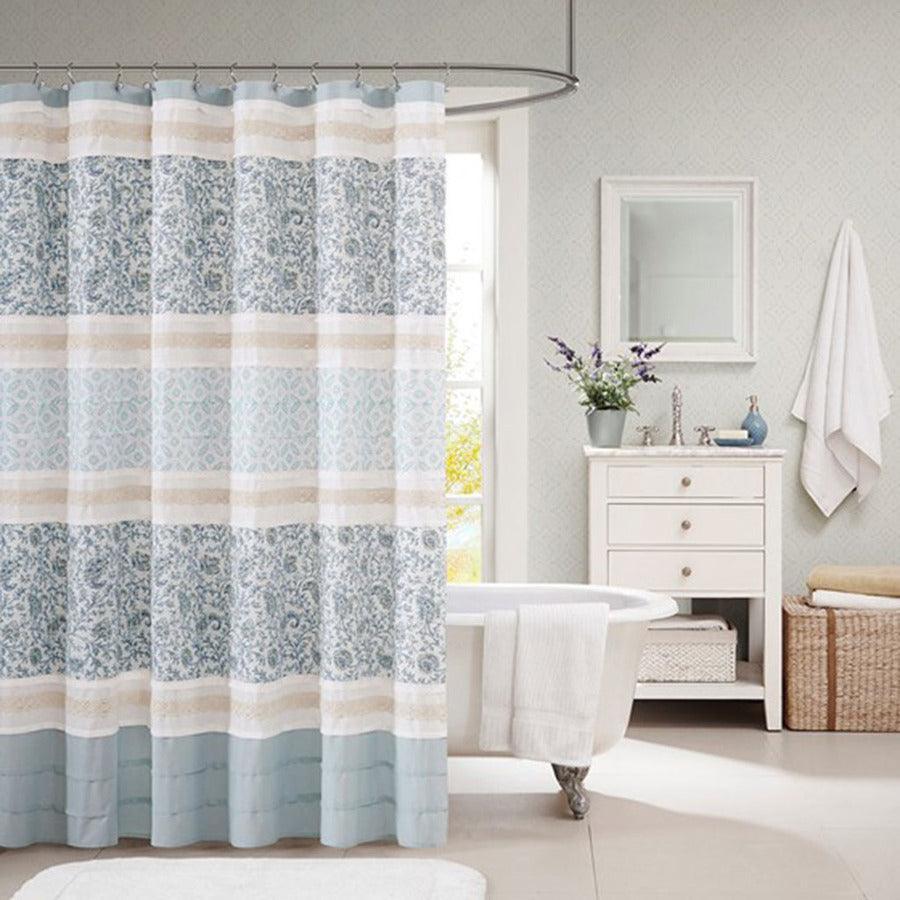 Olliix.com Shower Curtains - Dawn Cotton Shower Curtain Blue