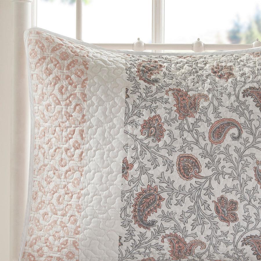 Olliix.com Comforters & Blankets - Dawn Full/Queen 6 Piece Cotton Percale Reversible Coverlet Set Blush