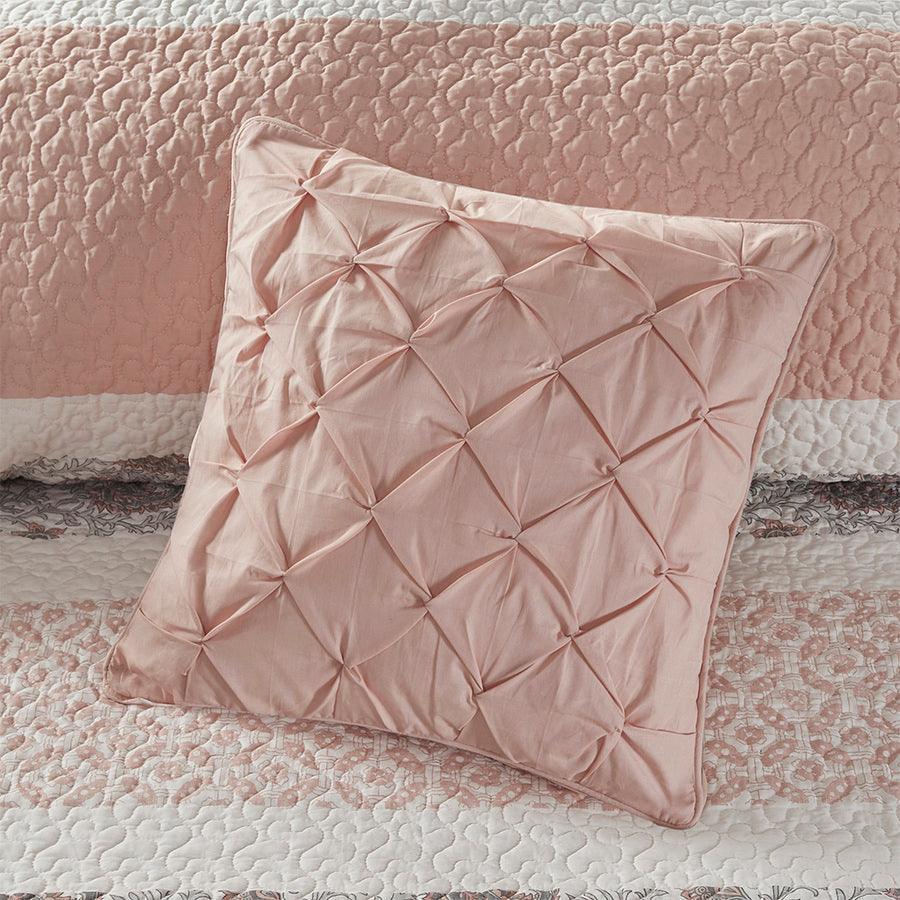 Olliix.com Comforters & Blankets - Dawn Full/Queen 6 Piece Cotton Percale Reversible Coverlet Set Blush