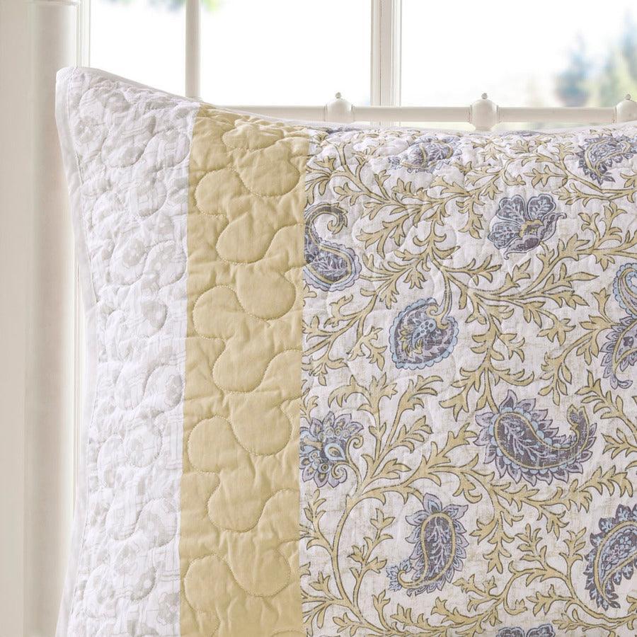 Olliix.com Comforters & Blankets - Dawn King/California King 6 Piece Cotton Percale Reversible Coverlet Set Yellow
