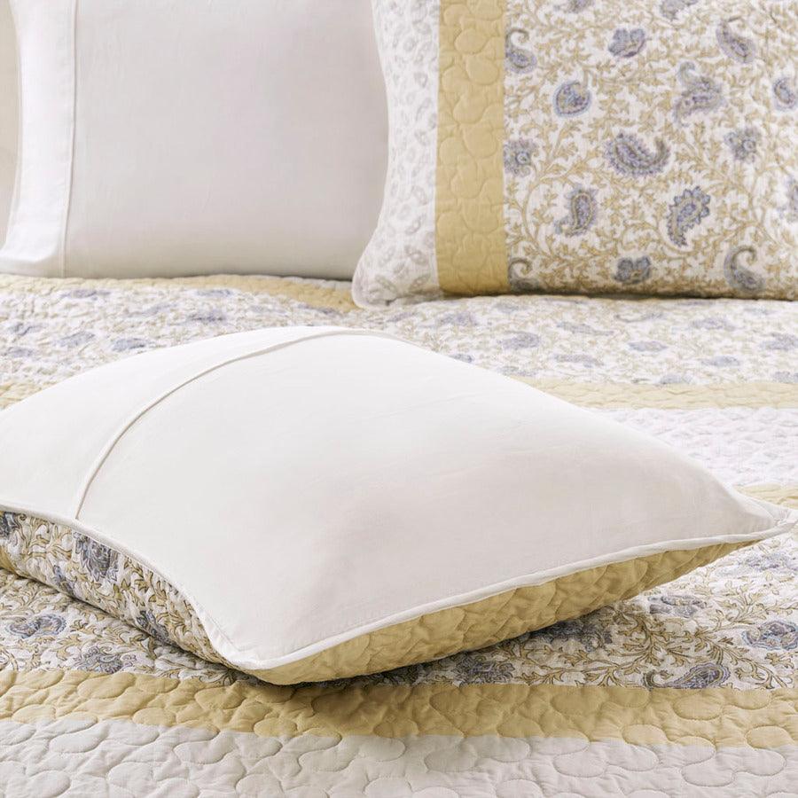 Olliix.com Comforters & Blankets - Dawn King/California King 6 Piece Cotton Percale Reversible Coverlet Set Yellow