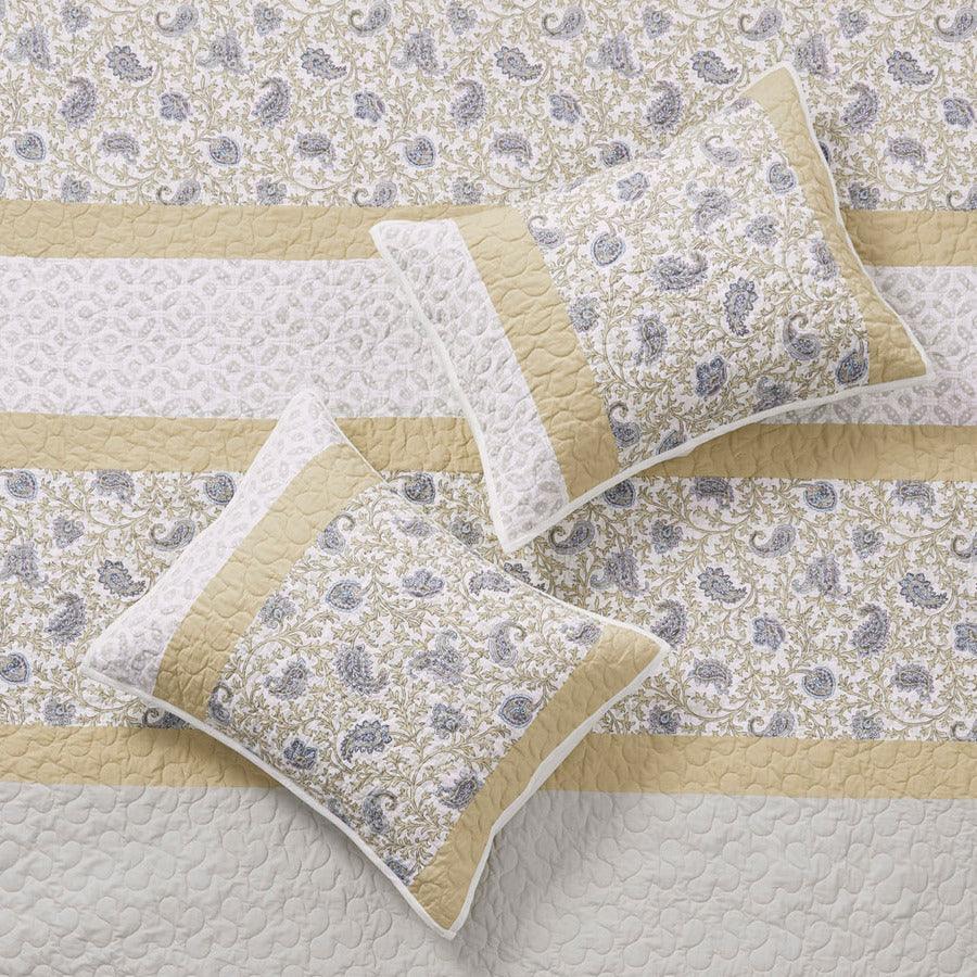 Olliix.com Comforters & Blankets - Dawn King/California King 6 Piece Cotton Percale Reversible Coverlet Set Yellow