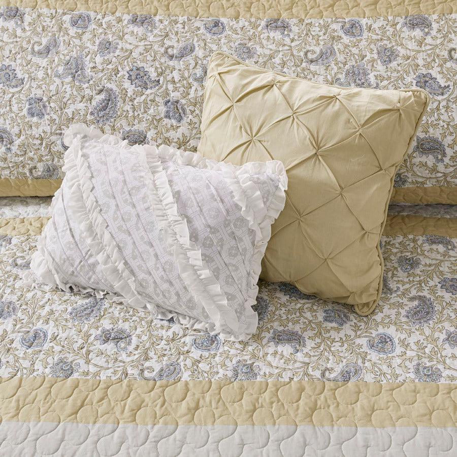 Olliix.com Comforters & Blankets - Dawn King/California King 6 Piece Cotton Percale Reversible Coverlet Set Yellow