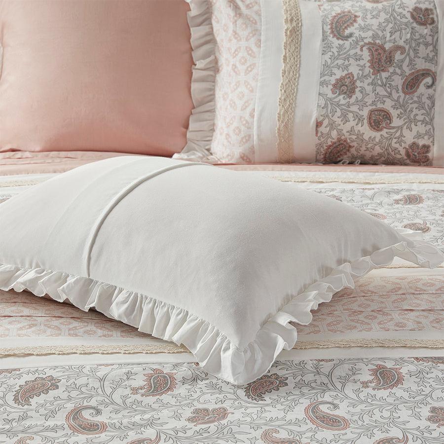 Olliix.com Comforters & Blankets - Dawn Modern 9 Piece Cotton Percale Comforter Set Blush King