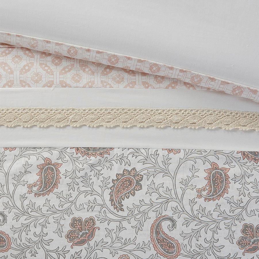Olliix.com Comforters & Blankets - Dawn Transitional 9 Piece Cotton Percale Comforter Set Blush Cal King