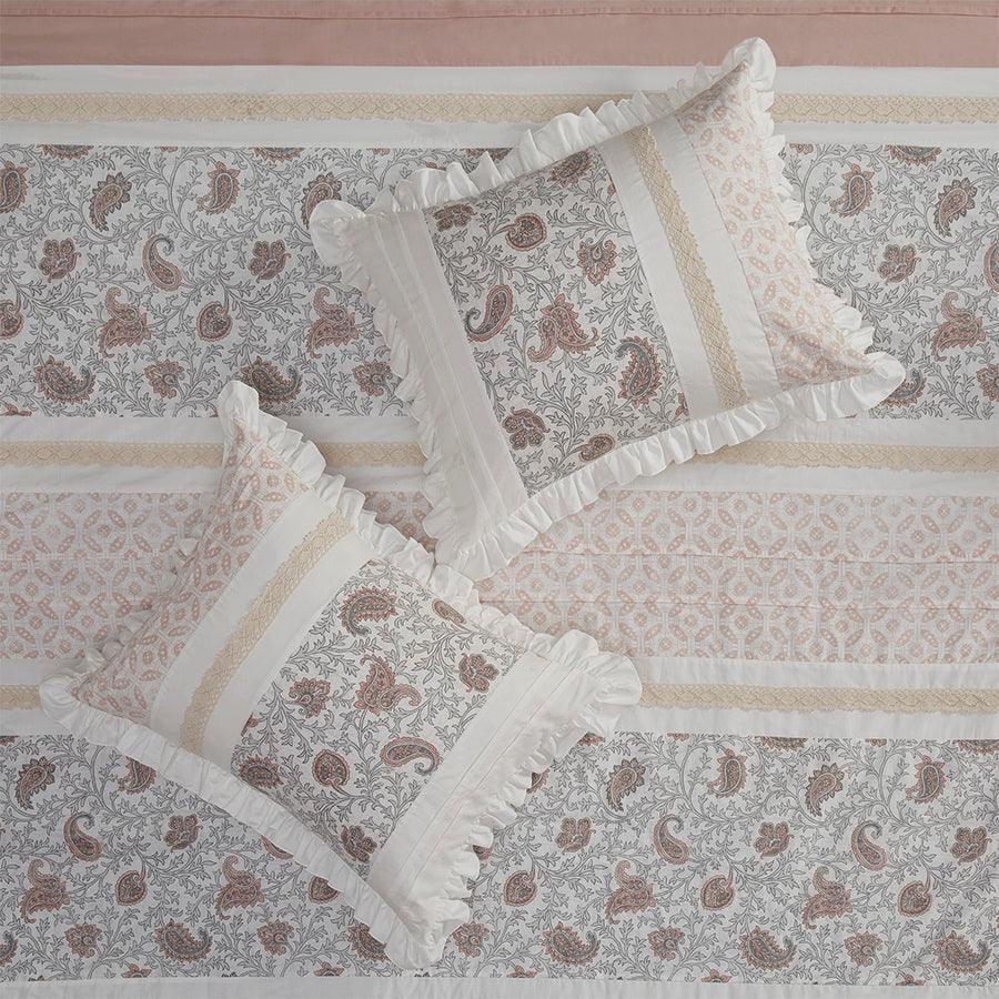 Olliix.com Comforters & Blankets - Dawn Transitional 9 Piece Cotton Percale Comforter Set Blush Cal King