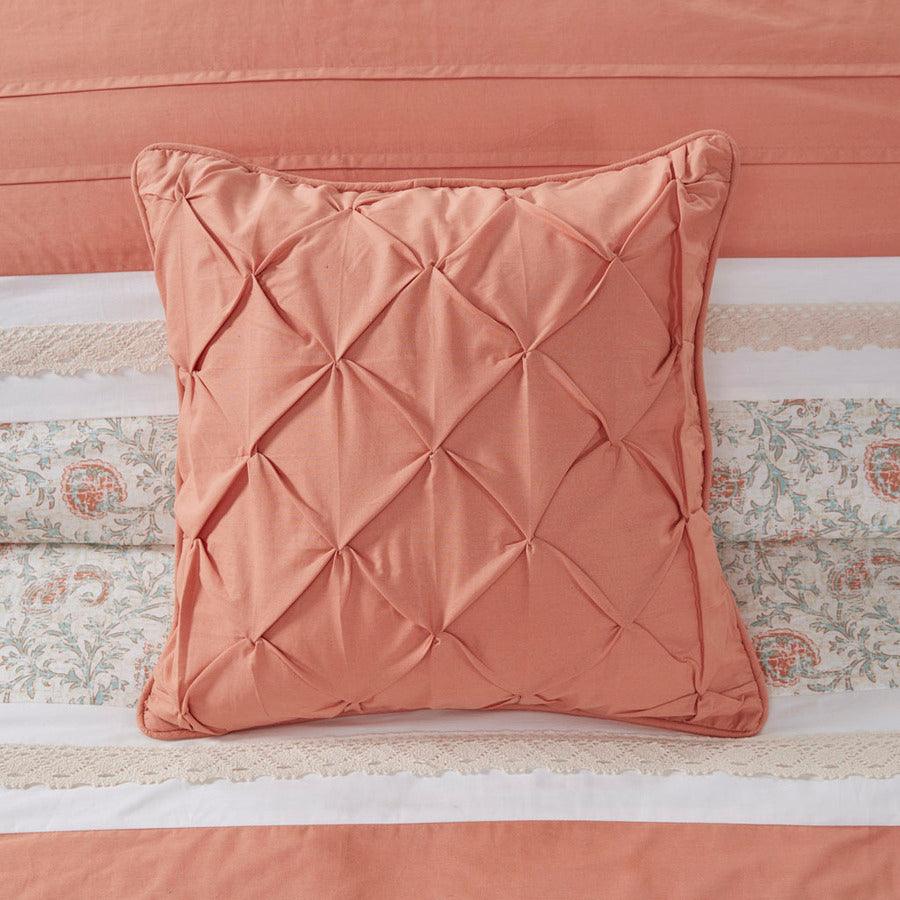 Olliix.com Comforters & Blankets - Dawn Transitional 9 Piece Cotton Percale Comforter Set Coral Cal King