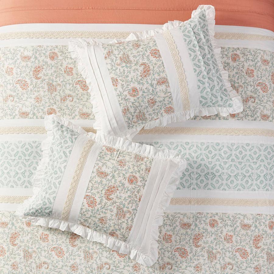 Olliix.com Comforters & Blankets - Dawn Transitional 9 Piece Cotton Percale Comforter Set Coral Cal King